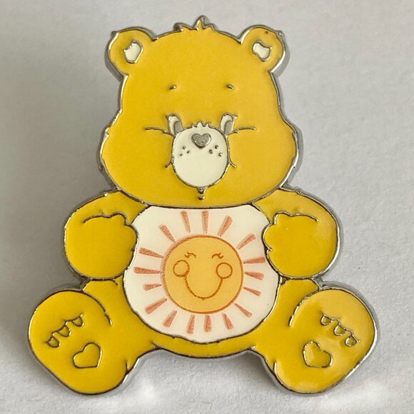 Care Bears Funshine Bear Pin Tie Tac Lapel Hat Yellow Enamel Neon Tuesday NWT - Picture 4 of 10